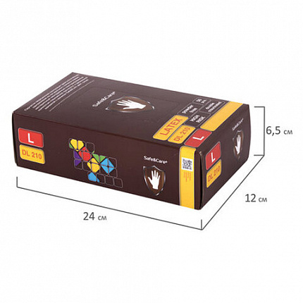 Перчатки латексные смотровые 25 пар (50 штук), размер 8-9, L (большой), синие, SAFE&CARE High Risk DL/TL210