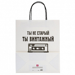 Пакет подарочный (1 штука) 26х13х32 см (L) "Funny Notes", ассорти, крафт, ЗОЛОТАЯ СКАЗКА, 700824