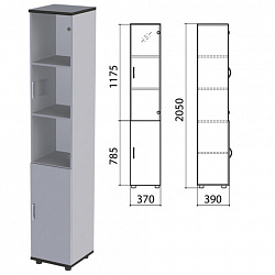 Шкаф закрытый со стеклом "Монолит", 370х390х2050 мм, цвет серый (КОМПЛЕКТ)