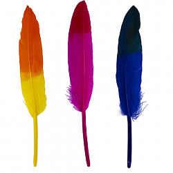Перья декоративные прямые, 10-15 см, 24 шт., 6 цветов, двухцветные, ассорти, ОСТРОВ СОКРОВИЩ, 661381