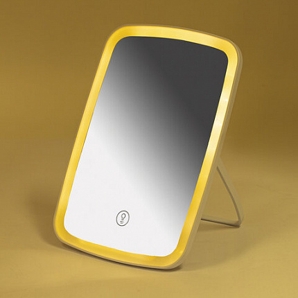 Зеркало настольное с LED-подсветкой для макияжа, 24х17 см, 3 режима свечения, аккумулятор 800 mAh, цвет белый, WBZ (ВБЗ), 609333