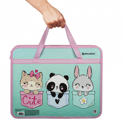 Папка на молнии с ручками BRAUBERG А4, 1 отделение, пластик, 80 мм, "BEST PALS", 271467