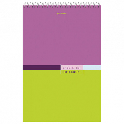 Блокнот БОЛЬШОЙ ФОРМАТ А4 198х297 мм, 80 л., гребень, жесткая подложка, клетка, BRAUBERG, "Color", 114356