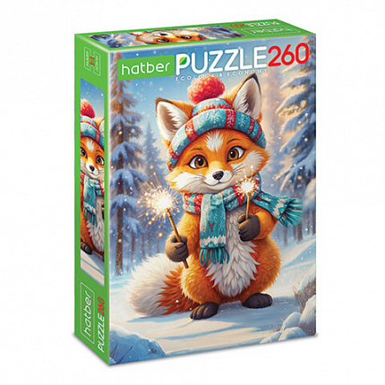 Пазл картонный НОВОГОДНИЙ 260 элементов АССОРТИ, 220х330 мм, HATBER
