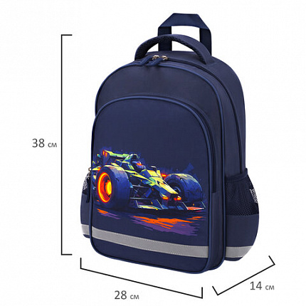 Рюкзак ПИФАГОР SCHOOL, 1 отделение, 3 кармана, "Speed bolid", 38x28х14 см, 273170