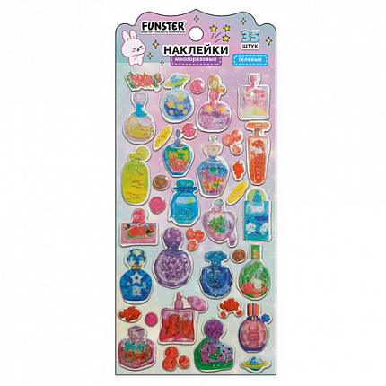 Наклейки гелевые "Красочное веселье", 17,5х9 см, ассорти 6 видов, FUNSTER (ФАНСТЕР), 666079