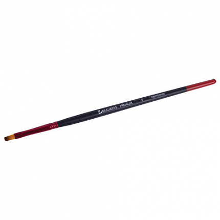 Кисть синтетика, плоская № 3, BRAUBERG PREMIUM, 201012