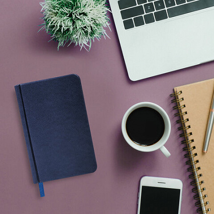 Ежедневник недатированный МАЛЫЙ ФОРМАТ 100x150 мм А6 BRAUBERG "Iguana", под кожу, 160 л., синий, 114467