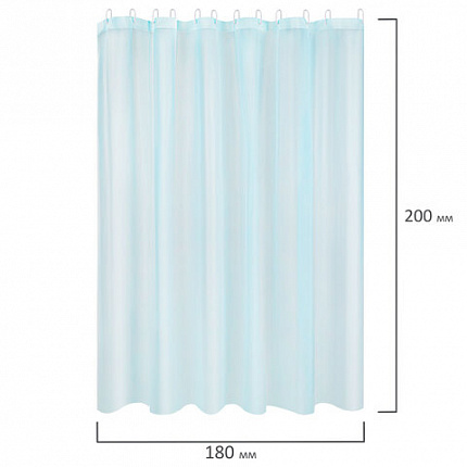Шторка для ванной PEVA, 180х200 см, кольца в комплекте, цвет ассорти (белый, голубой, коричневый), PRIMILA (ПРИМИЛА), 700073