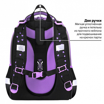 Ранец BRAUBERG SHINY, 2 отделения, с брелком, Pretty face, 38х28х14 см, 273142