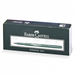 Ручка капиллярная (линер) FABER-CASTELL "Finepen 1511", ЧЕРНАЯ, корпус темно-зеленый, линия 0,4 мм, 151199