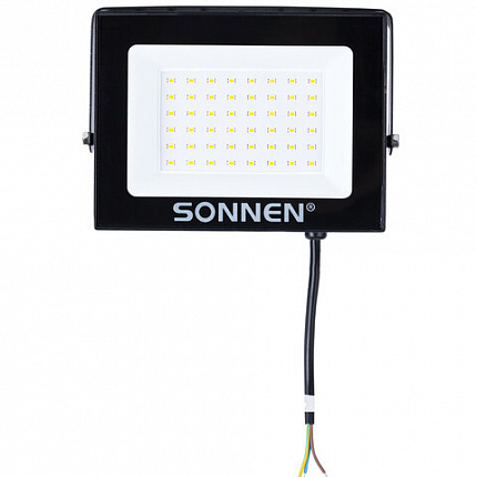 Прожектор светодиодный 50 Вт, 6500 К, 4000 Лм, 50 м2, IP65, 176x123x26 мм, черный, SONNEN, 238414