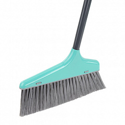 Совок для мусора КОМПЛЕКТ щетка + 2 рукоятки 80 см и 87 см с резьбой, пластиковые, "ЛЕНИВКА", бирюзовый, ЛЮБАША, 700056