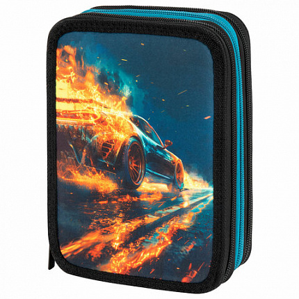 Пенал BRAUBERG, 3 отделения, полиэстер, 21х14 см, "Speed increase", 273539