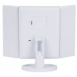 Зеркало настольное с LED-подсветкой для макияжа, размер 24х18 см, складное, увеличение х2, х3, х10, белое, BRABIX, 609337