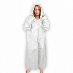 Дождевик-плащ на кнопках, EVA, многоразовый прочный, чехол в комплекте, универсальный размер, белый, SHAMAANI (ШАМААНИ), 610935
