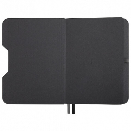 Блокнот А5 (162х218 мм), BRAUBERG "NOTE", под кожу софт-тач, с резинкой, 80 л., клетка, серый, 113440