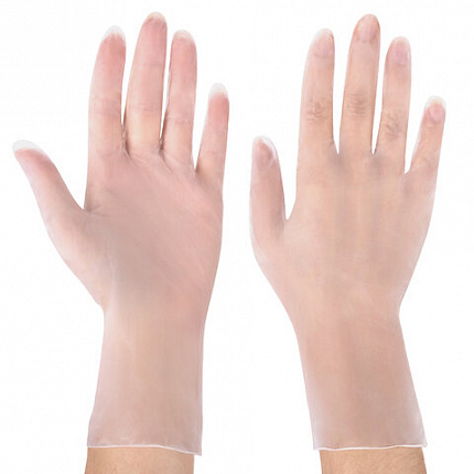 Перчатки виниловые смотровые 50 пар (100 штук), размер 9-10, XL (очень большой), прозрачные, SFM, Германия