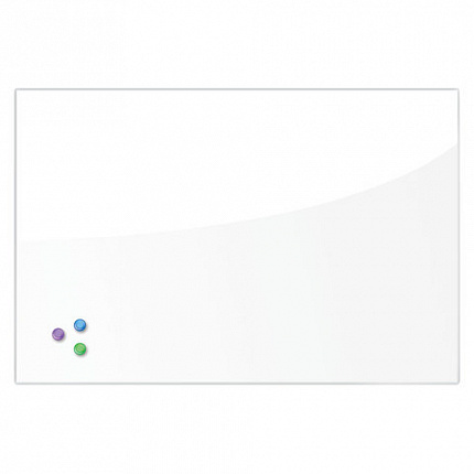 Доска магнитно-маркерная стеклянная 60х90 см, 3 магнита, БЕЛАЯ, BRAUBERG, 236747