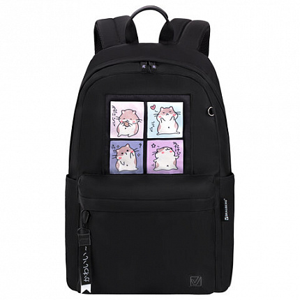 Рюкзак BRAUBERG FASHION CITY универсальный, карман-антивор, "Hamsters", черный, 44х31х16 см, 273840