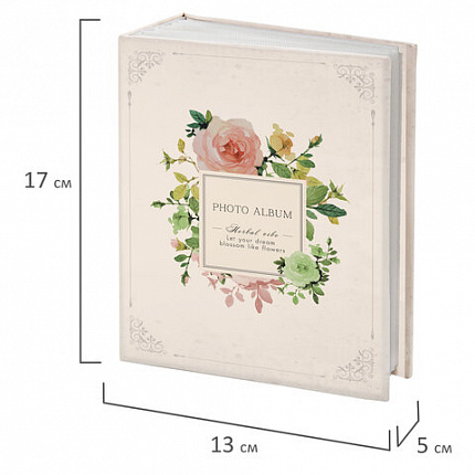 Фотоальбом BRAUBERG "Tender flowers" на 100 фото 10х15 см, твердая обложка, 391438