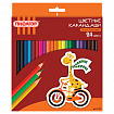 Карандаши цветные ПИФАГОР "ЖИРАФ", 24 цвета, шестигранные, 181252