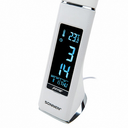 Настольная лампа / светильник SONNEN SM-01W на подставке, LCD-экран, СВЕТОДИОДНАЯ, 5 Вт, белый, 238233