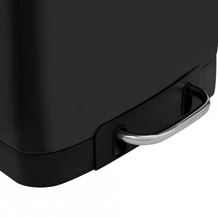 Ведро мусорное с педалью 12 л, крышка с доводчиком, черное матовое, металл, LAIMA ULTRA, 701565