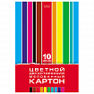 Картон цветной А4 2-сторонний МЕЛОВАННЫЙ, 10л. 10цв, в папке, HATBER, 195х280мм, Crea, 10Кц4_05934