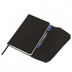 Ежедневник датированный 2026, А5, 145х213 мм, BRAUBERG "Jacket", под кожу, клапан, держатель, черный, 117399