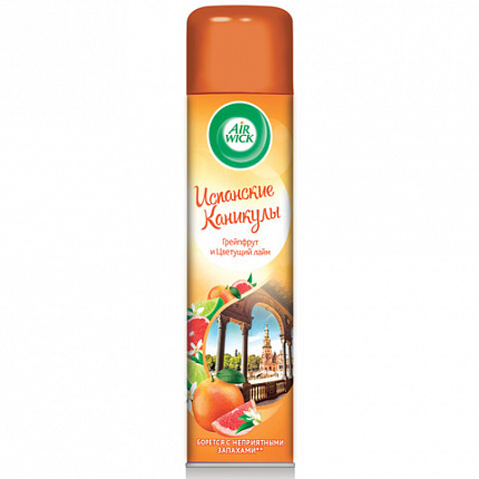 Освежитель воздуха аэрозольный 290 мл, AIRWICK "Испанские каникулы" – "Грейпфрут и цветущий лайм", 93107, 3094510