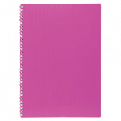 Тетрадь обложка пластик, А4, 80 л., гребень, клетка, HATBER, "LINE NEON" Розовая, 081545, 80Т4В1гр_03033