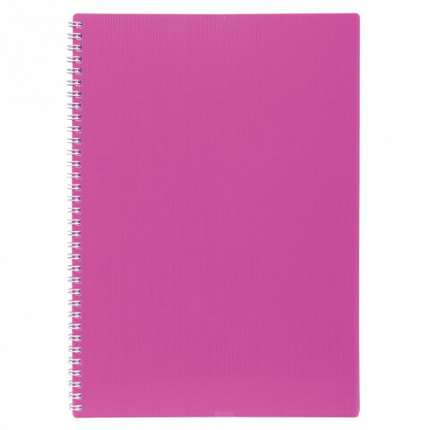 Тетрадь обложка пластик, А4, 80 л., гребень, клетка, HATBER, "LINE NEON" Розовая, 081545, 80Т4В1гр_03033