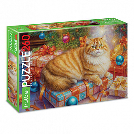 Пазл картонный НОВОГОДНИЙ 260 элементов АССОРТИ, 220х330 мм, HATBER