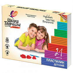 Пластилин детский ЛУЧ "Школа творчества", 21 цвет, 420 г, стек, картонная упаковка, 29С 1765-08