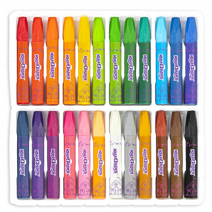 Восковые мелки утолщенные на масляной основе ЮНЛАНДИЯ "ДОМИКИ", 24 цвета, 273091