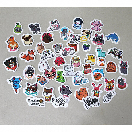 Набор наклеек для телефона, ассорти, 50 наклеек, 100х150 мм, ПП