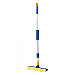 Окномойка LAIMA, алюминиевая телескопическая ручка 76-125 см, рабочая часть 25 см (стяжка, губка, ручка), для дома и офиса, 601493