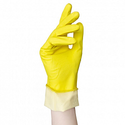 Перчатки МНОГОРАЗОВЫЕ латексные AVIORA, размер 7-8, M (средний), желтые, вес 35 г, 402-567