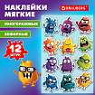 Наклейки зефирные кросс-серия "МОНСТРИКИ", BRAUBERG, многоразовые, 10х15 см, 666055