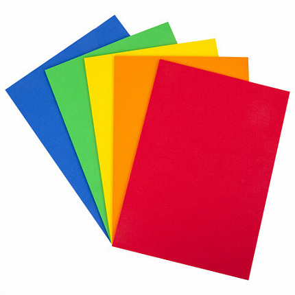 Пористая резина/фоамиран А4, 2 мм, НАБОР, 5 листов, 5 цветов, яркие цвета, ЮНЛАНДИЯ, 662053