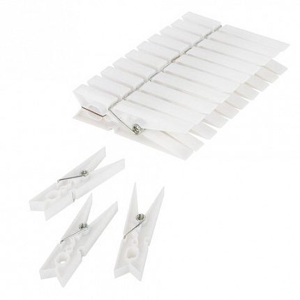 Прищепки бельевые 7,8 см, КОМПЛЕКТ 10 штук, пластик, белые, PRIMILA (ПРИМИЛА) ORIGINAL, 700512