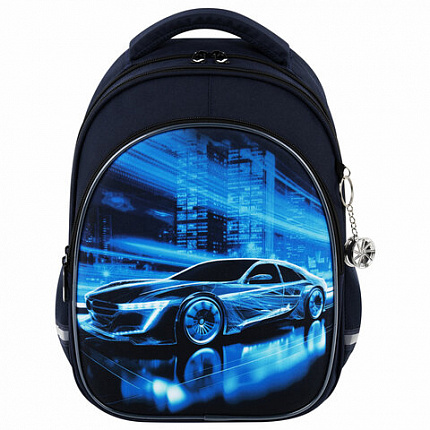 Рюкзак BRAUBERG OPTIMA, 2 отделения, с брелоком, "Ночной гонщик", 36х27х18 см, 272096