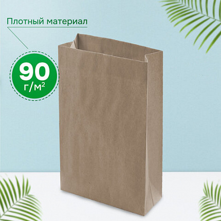 Крафт-пакет бумажный 18х12х29 см, КОМПЛЕКТ 100 шт., плотность 90 г/м2, LAIMA ECO CRAFT, 609683