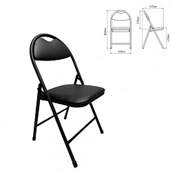 Стул складной для дома и офиса РС94, черный каркас, экокожа черный