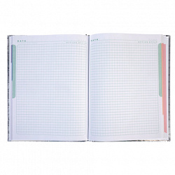 Блокнот А5 167х216 мм, 80 л., твёрдый, бумвинил "METALLIC", клетка, блок 5 цв., HATBER, серебро, 084777, 80ББ5В1