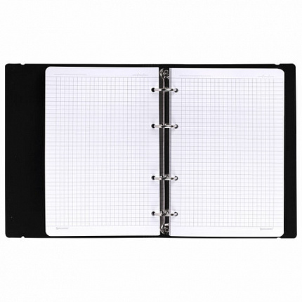 Тетрадь на кольцах А5 175х220мм, 120л, пластик, с резинкой, BRAUBERG, Черный, 404618