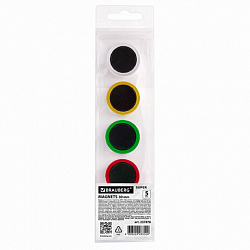 Магниты МОЩНЫЕ 30 мм, НАБОР 5 шт., ассорти, BRAUBERG "SUPER", 237478
