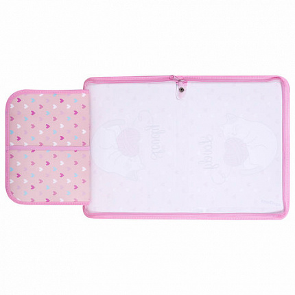 Папка для труда на молнии ЮНЛАНДИЯ А4, 1 отделение, откидная планка, органайзер, "Fluffy cat", 270982