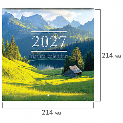 Календарь настенный перекидной 2027 г., BRAUBERG, 12 листов, 21,4х42,8 см, МИНИ, "Nature", 118433